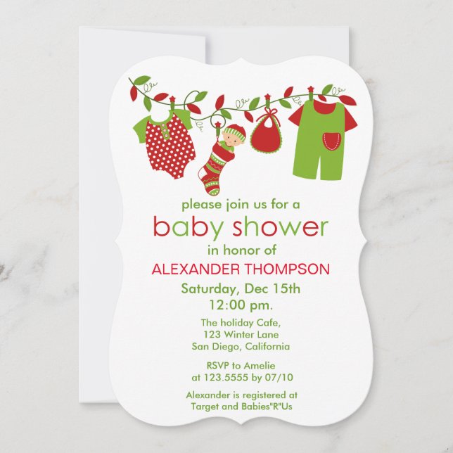 Christmas Baby Laundry Boy Baby Shower Invitation (Front)
