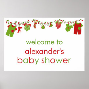 Christmas Baby Laundry Boy Baby Shower Poster