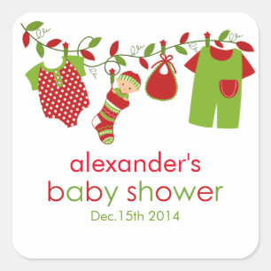 Christmas Baby Laundry Boy Baby Shower Sticker