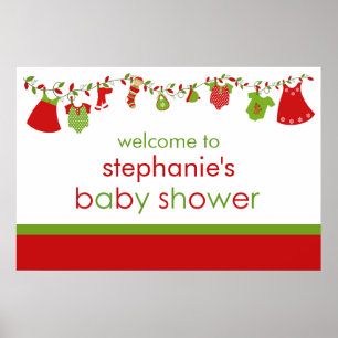 Christmas Baby Laundry Girl Baby Shower Poster