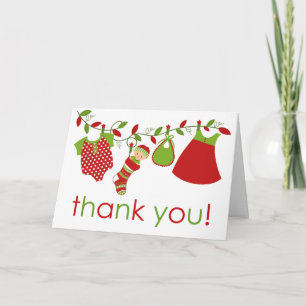 Christmas Baby Laundry Girl Thank You Card