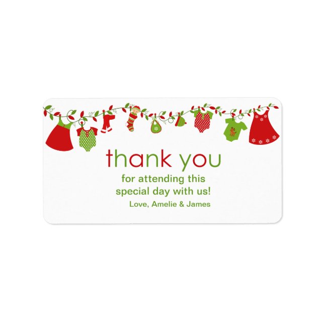 Christmas Baby Laundry Girl Thank You Label (Front)