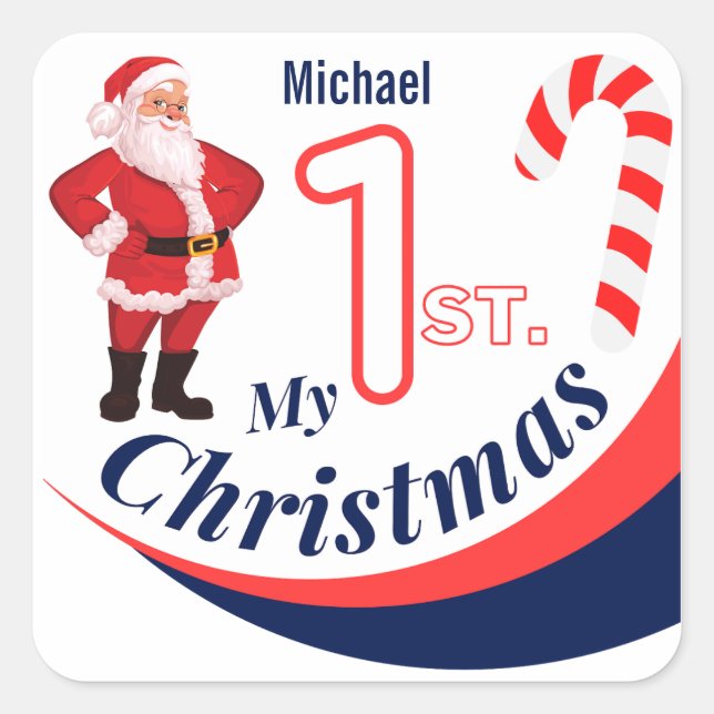  Christmas Baby "My 1st Christmas" Square Sticker (Front)