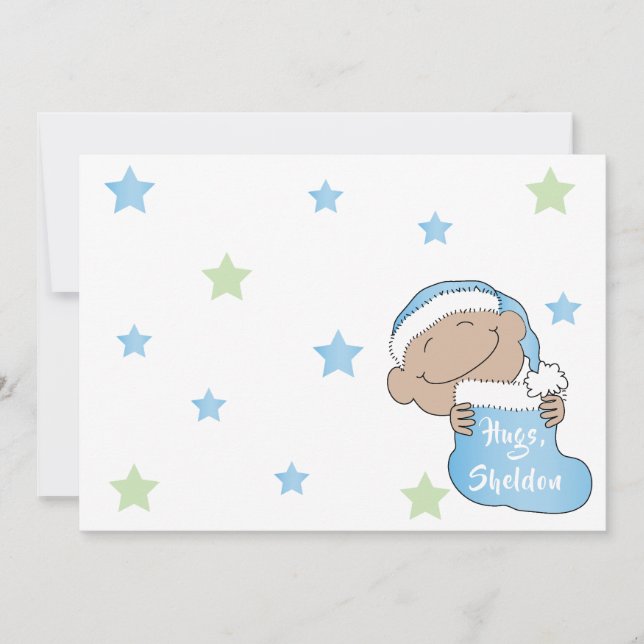 Christmas Baby of Colour Blue Hat Invitation (Front)