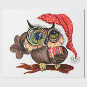 Christmas Baby Owl with Gift Wrapping Paper