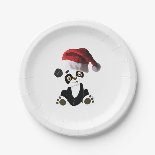 Christmas Baby Panda Paper Plate (Front)