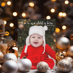 Christmas Baby Photo Birth Announcement Magnet<br><div class="desc">Elegant Christmas birth announcement magnet card with a beautiful bible verse about Jesus in white cursive typography. For to us,  a child is born. Isaiah 9:6. A lovely newborn baby holiday card with a full photo under the religious scripture.</div>