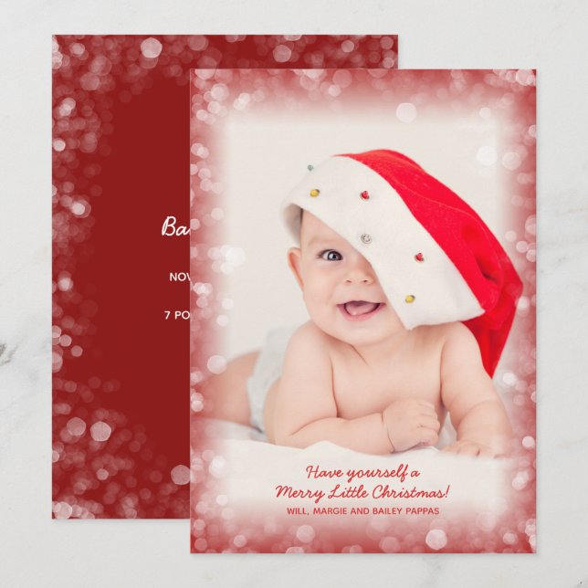 Christmas Baby Photo Birth Announcements (Front/Back)