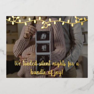 Christmas Baby Pregnancy Announcement Gold Modern