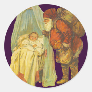 Christmas Baby Santa Clause Vintage Classic Round Sticker