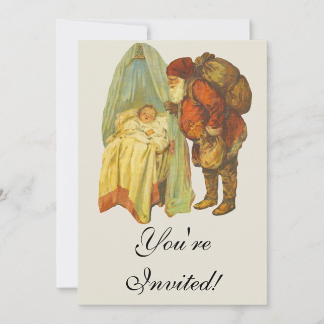 Christmas Baby Santa Clause Vintage Invitation (Front)