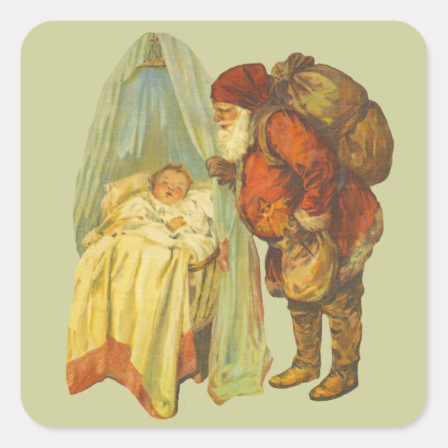 Christmas Baby Santa Clause Vintage Square Sticker (Front)