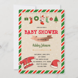 Christmas baby santa shower invitation