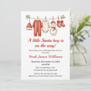 Christmas Baby Shower Boy   Santa Baby Invitation
