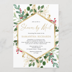 Christmas Baby Shower by Mail elegant watercolor Invitation