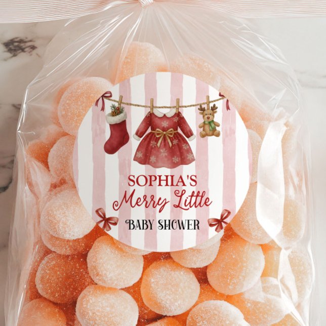 Christmas Baby Shower  Classic Round Sticker (Creator Uploaded)