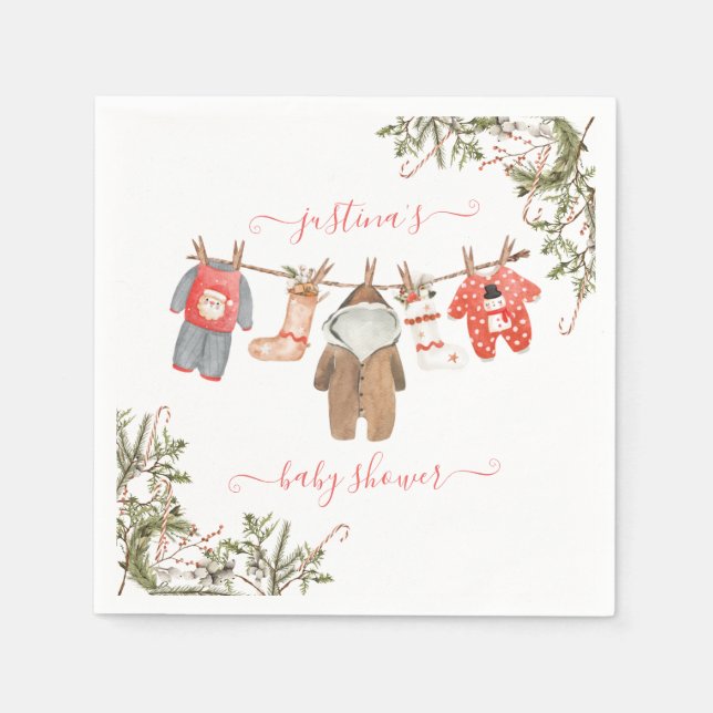 Christmas Baby Shower Clothesline Napkin (Front)