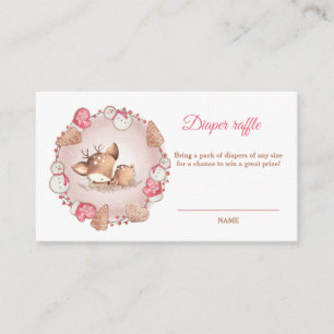 Christmas Baby Shower Deer Girl Diaper Raffle Card
