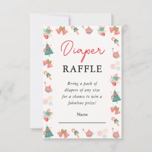 Christmas Baby Shower Diaper Raffle Card