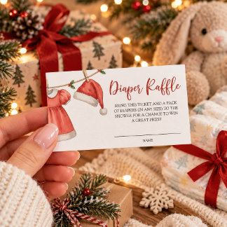 Christmas Baby Shower Diaper Raffle Ticket Card
