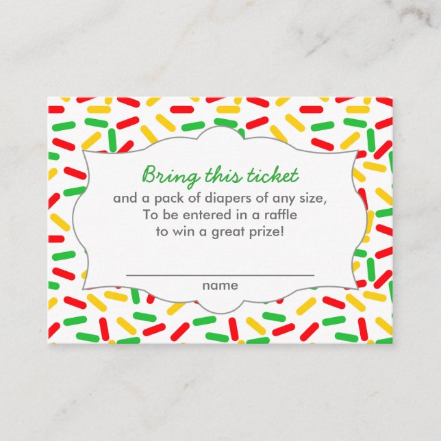 Christmas Baby Shower Diaper Raffle Tickets Enclosure Card (Front)
