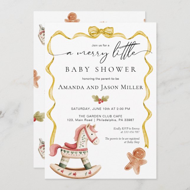 Christmas Baby Shower elegant neutral gold Save The Date (Front/Back)