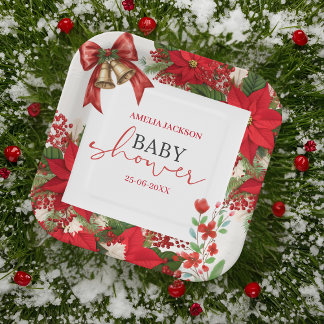 Christmas baby shower festive paper plate