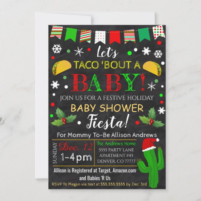 Christmas Baby Shower Fiesta Invitation (Front)