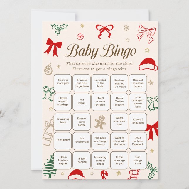 Christmas Baby Shower Find the Guest Downloadable  Invitation (Front)