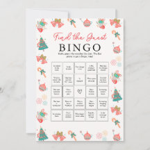Christmas Baby Shower Game - Find The Guest Bingo 