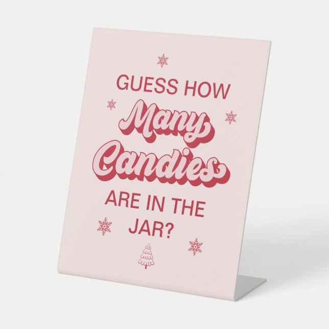  Christmas Baby Shower Game Guess How Many Candies Pedestal Sign (Front)