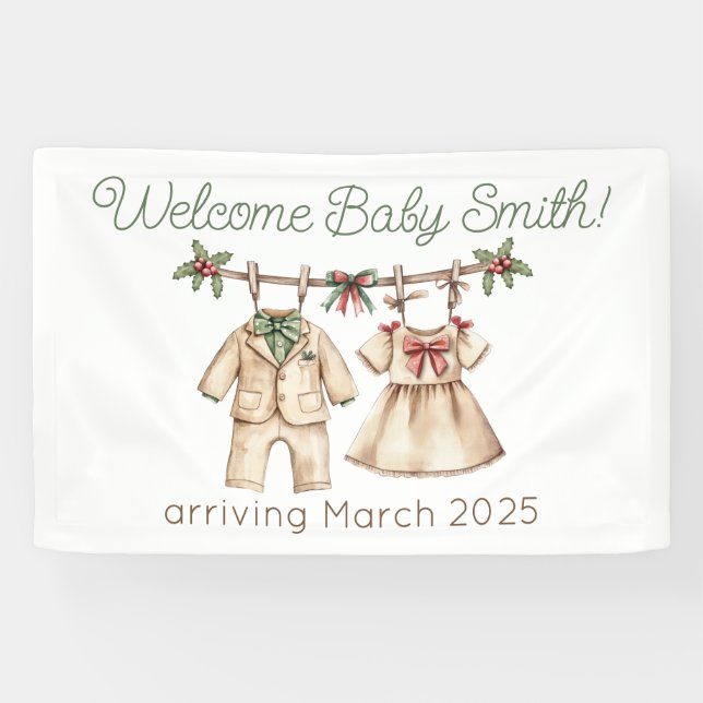 Christmas baby shower gender reveal banner (Horizontal)