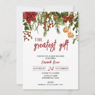 Christmas Baby Shower, Greatest Gift, Mum-to-Be Invitation