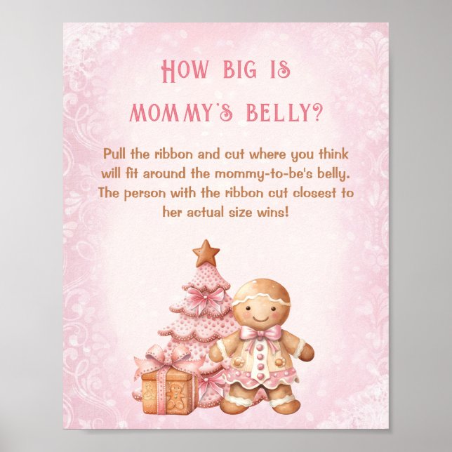 Christmas Baby Shower How Big Is Mummy's Belly Poster (Front)