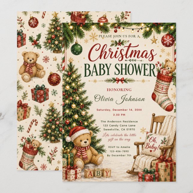 Christmas Baby Shower Invitation (Front/Back)