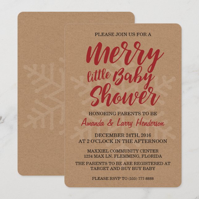 Christmas Baby Shower Invitation (Front/Back)