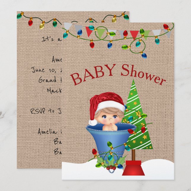 Christmas Baby Shower Invitation (Front/Back)