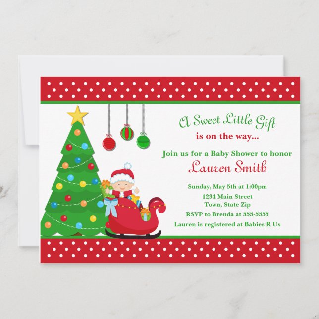 Christmas Baby Shower Invitation Boy Santa Claus (Front)