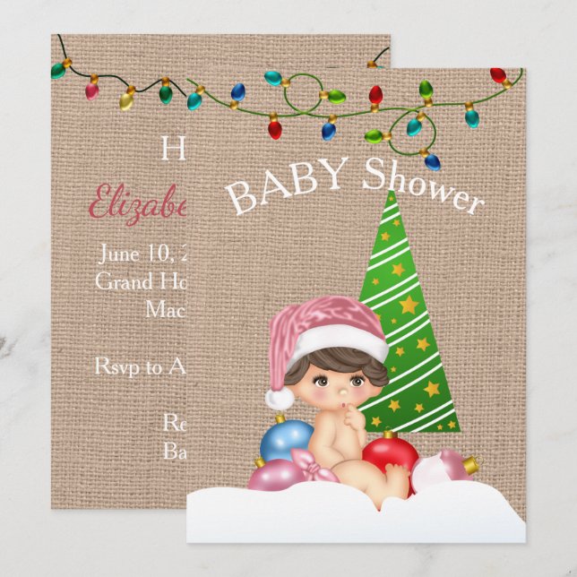 Christmas Baby Shower Invitation Girl (Front/Back)