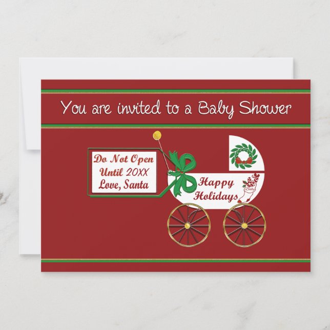 Christmas baby shower invitation Happy Holidays (Front)