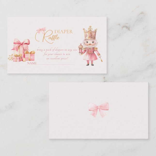 Christmas Baby Shower Nutcracker Diaper Raffle Enclosure Card (Front/Back)