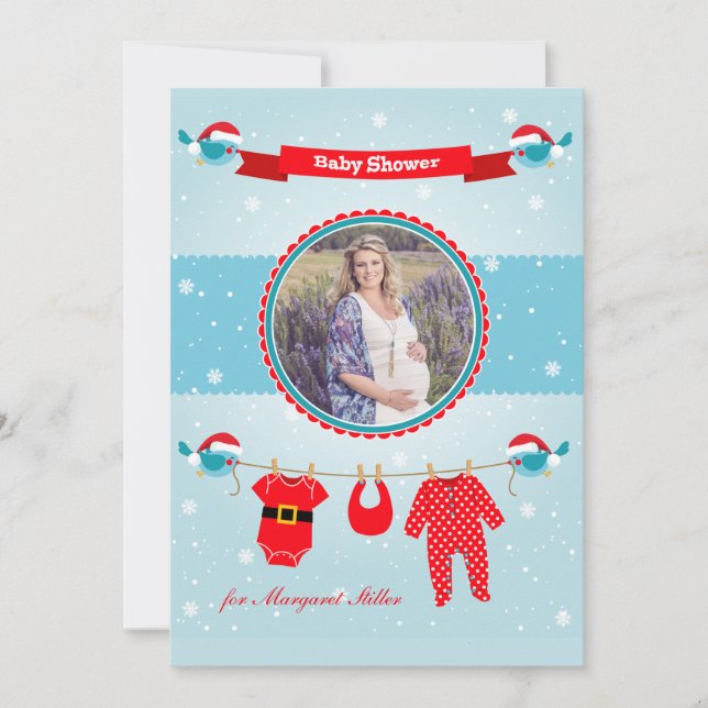Christmas Baby Shower Photo Invitation (Front)