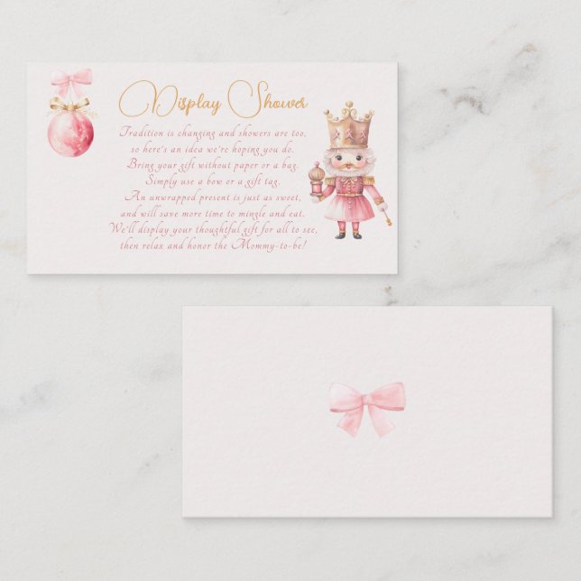 Christmas Baby Shower: Pink Nutcracker Watercolor Enclosure Card (Front/Back)