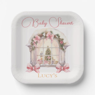 Christmas Baby Shower Pink Nutcracker Watercolor  Paper Plate