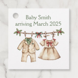 Christmas baby shower reveal favour gift tags