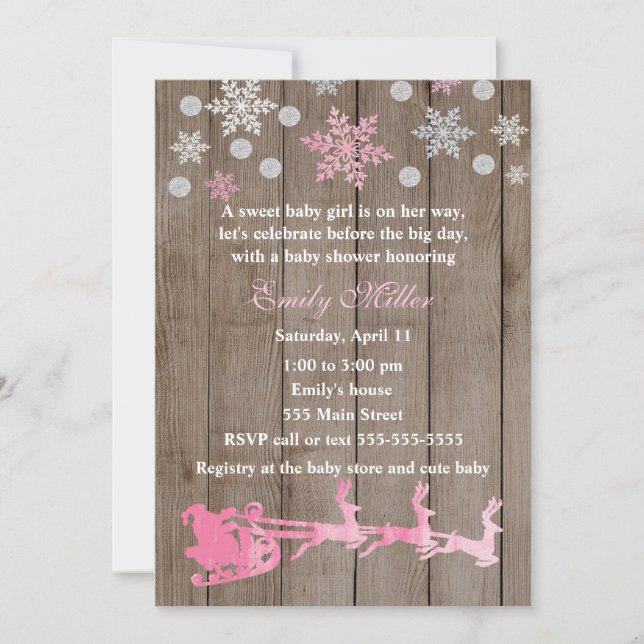 Christmas Baby Shower Rustic Invitation (Front)