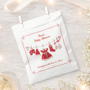 Christmas Baby Shower   Santa Clothes Red & White Favour Bags