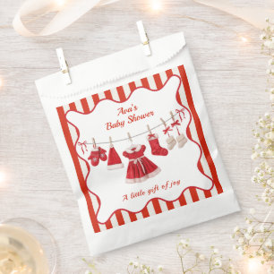 Christmas Baby Shower   Santa Clothes Red & White Favour Bags