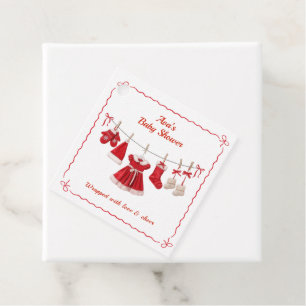 Christmas Baby Shower Santa Clothes Red & White Favour Tags
