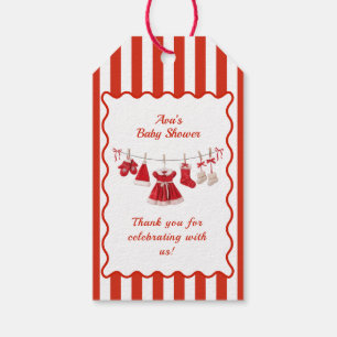 Christmas Baby Shower   Santa Clothes Red & White Gift Tags